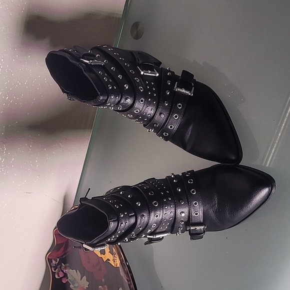 Studded Black Ankle Boots - Picture 10 of 10